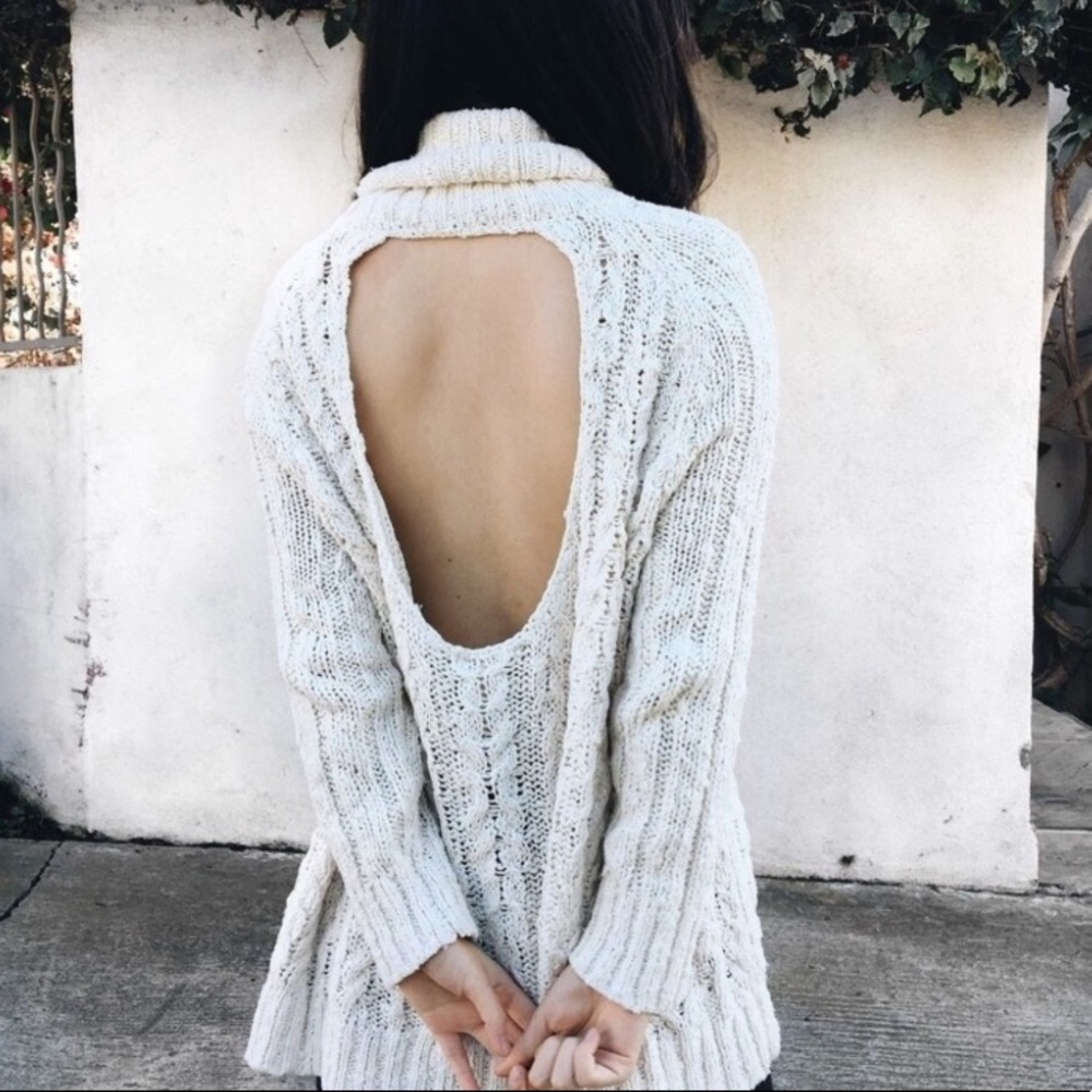 Free People Open Back Cable Knit Sweat Tunic